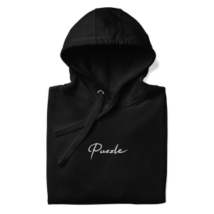 Puzzle Script Embroidered Hoodie (Black)