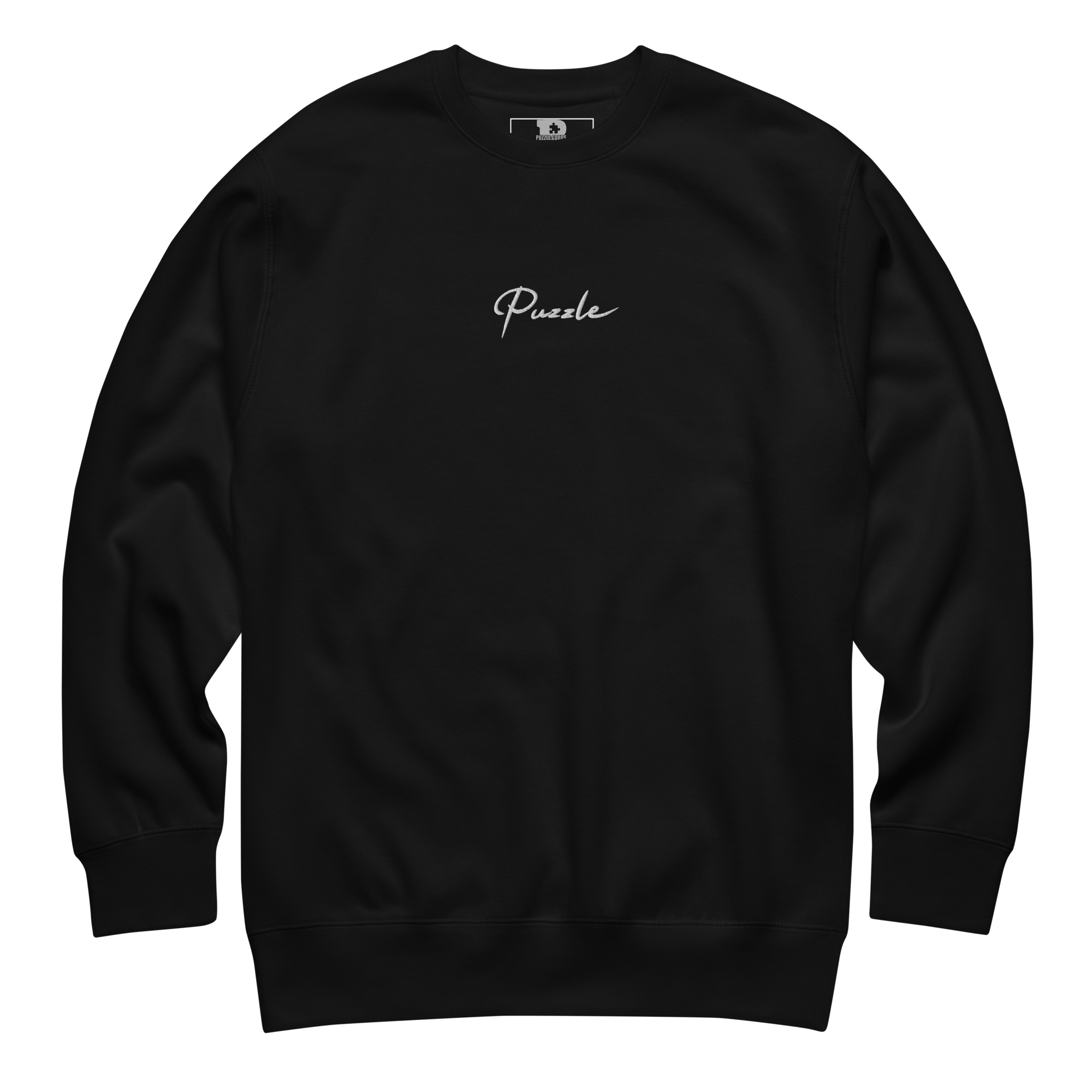 Puzzle Script Embroidered Sweater (Black)
